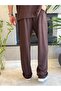 Men's Drawstring Waist Modal Fabric Drapey Trousers Brown Eca073 - 4