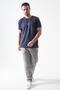 Men's Anthracite Crew Neck Casual Printed Modal T-Shirt - 5
