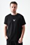 Men's Black Crew Neck Kartal Printed Modal T-Shirt