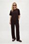 Women's Elix Modal Touch Crew Neck Waist Elastic Pocketed Brown Bottom Top Set - 4