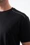 Men's Black Crew Neck Shoulder Thick Striped Detail T-Shirt - 5