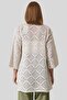Women's Lace-Like Knit Diamond Patterned Cardigan - 3