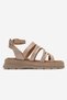Kenyoni Women's Genuine Leather Thick Sole Sandals Beige – Antique Textured Comfortable Greek Style - 2