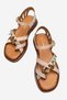 Kendrica Women's Genuine Leather Bead Detailed Sandals Beige – Antique Textured Comfortable Greek Style - 4