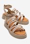 Kenyoni Women's Genuine Leather Thick Sole Sandals Beige – Antique Textured Comfortable Greek Style
