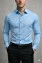 Slim Fit Long Sleeve Easy Iron Cotton Satin Men's Shirt - 2