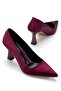 Women's Burgundy Satin Pointed Toe Thin Heeled Stiletto - 3