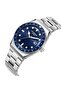 Silver Case Men's Wristwatch |   40mm Steel Case, Silver Steel Band, Blue Dial - 6