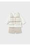 Newborn Baby Boy Vest Set Shorts Shirt Set Beige - 2