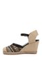 Women's Black Straw Knitting Set of Wedge Heel Sandals - 5