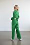 Women's Green Waist Tie Bottom Top Set - 2
