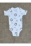 3-Pack 100% Organic Cotton Short Sleeve Penguin Patterned Snap Fastener Baby Bodysuit with Envelope Collar Undershirt - 4