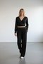 Women's Black Waist Tie-Detail Top and Bottom Set