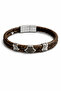 Men's Leather Bracelet with Zircon Double Tube Brown Snake Leather Si Men's Bracelet - 2