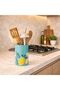 1 Piece of Turquoise Ceramic Spoon with Lemon Motif (16 cm Length - 10 cm Diameter) - 2