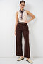 Women's Wide Leg Fabric Trousers 30088 - Brown