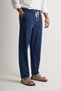 Light Navy Blue Men's Premium Linen Trousers Comfortable Fit Seam Detail - 2