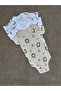 3-Pack 100% Organic Cotton Short Sleeve Penguin Patterned Snap Fastener Baby Bodysuit with Envelope Collar Undershirt - 3