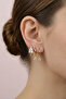 Square Stone Hoop Earring Set – 3-Piece Combination Earrings with Zircon Stones