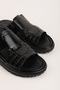 Men's Genuine Leather Daily Comfortable Sole Slipper Hkm.195 Black - 2