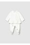 Newborn Baby Girl Heart Combed Cotton Set Cream - 3