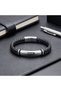 💎   Premium Name Engravable Black and White D Leather and White Titanium Lock Bracelet 31833B15D10 - 20 cm - 4
