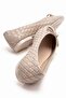 Women's Ribbon Accessory Ballet Flats Beige Straw - 4
