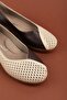 Genuine Leather Comfortable Daily Perforated Summer Shoes Vdt.2644 Brown Cream - 5