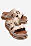Women's Pin Big Single Buckled Slipper Beige