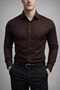 Slim Fit Long Sleeve Easy Ironing Sweat Absorbing Breathable Texture Tie Four Seasons Men's Shirt