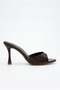 Women's Pointed Toe Thin High Heel Bitter Brown Patent Leather Evening Dress Slippers - 2