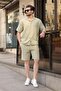 Mint Green 100% Cotton Piece Men's Shorts and Shirt Set E7360