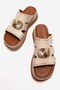 Women's Pin Big Single Buckled Slipper Beige - 5
