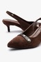Raven Brown Suede Leather Women Heeled Shoes - 6