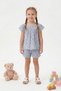 Girl's Blue Floral Print Shorts Set Relaxed Fit Short Sleeve Summer Kids Set