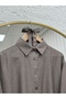 Nihan Full Stone Ruched Strawberry Shirt-Na846 Mink - 4