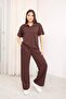 Women's Modal Fabric Polo Collar Short Sleeve Bottom Top Set - 5