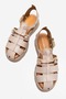 Kelvin Women's Genuine Leather Thick Sole Sandals Beige – Antique Textured Comfortable Greek Style - 4