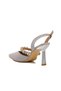 Silver Gray Satin Women's Evening Dress Shoes - 4