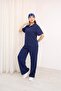 Women's Modal Fabric Polo Collar Short Sleeve Bottom Top Set - 8