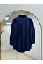 Nihan Ful Stone Detailed Ruched Strawberry Shirt-Na846 Navy Blue - 6