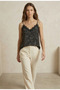 Women's Black Floral Print Printed Lace Detailed Adjustable Ring Strap Crepe Fabric Blouse - 7