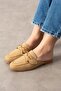 Piera Checkered Mink Bow with Wooden Bead Detail, Closed Front Slipper - 2