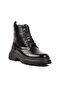 Black Opening Genuine Leather Flat Men's Boots Premium - 3