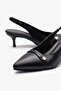 Raven Black Leather Women's Heeled Shoes - 5