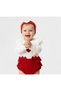 Baby Girl Heart Embroidered Ruffle Romper Set 100% Cotton Long Sleeve Baby Combination Set with Socks and Headband - 4