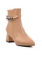 Nude Nut Polyurethane Women's Heeled Boots - 3