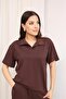 Women's Modal Fabric Polo Collar Short Sleeve Bottom Top Set - 3