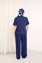 Women's Modal Fabric Polo Collar Short Sleeve Bottom Top Set - 7
