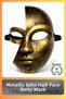 # Mask Metallic Gold Half Face Party Mask Antique Effect Vintage Masquerade Costume Accessory